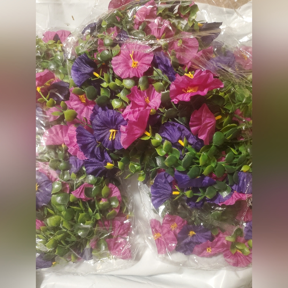 Floral Vines 3 Packs Of 2 Total Of 6 Vines Purple Multi + Greenery